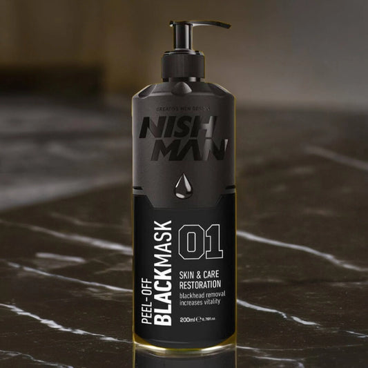 Nishman - Mascarilla exfoliante negra para el cuidado de la piel con dosificador 200 ml
