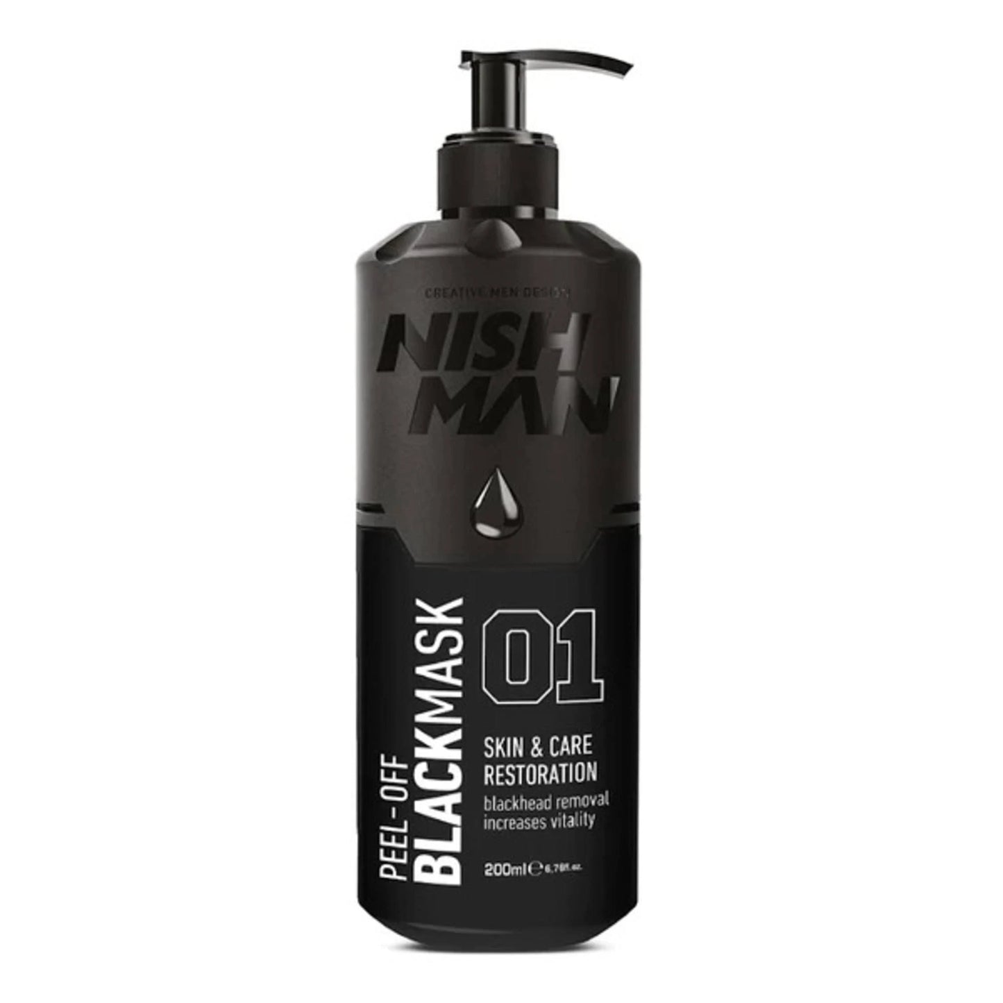 Nishman - Mascarilla exfoliante negra para el cuidado de la piel con dosificador 200 ml