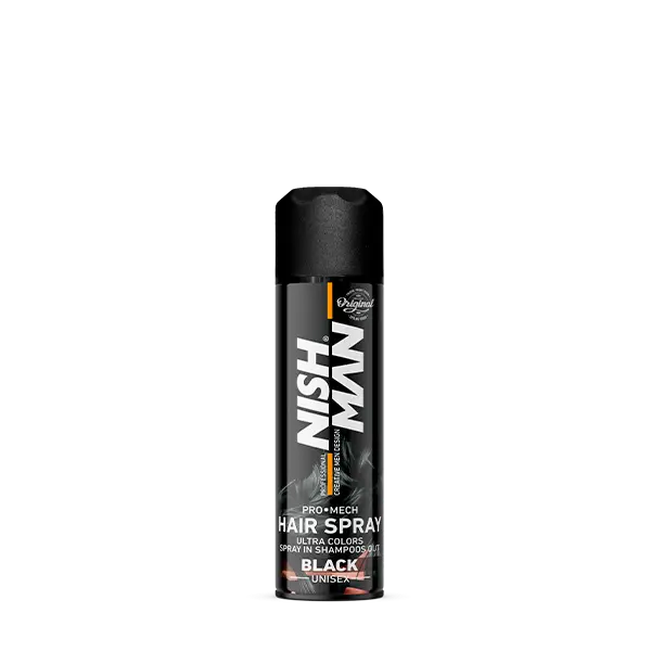 Nishman - Laca de color para el cabello, color negro, 150 ml