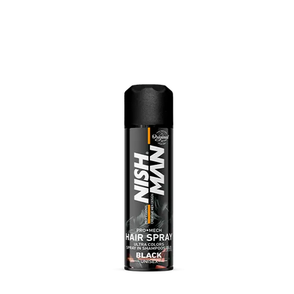 Nishman - Laca de color para el cabello, color negro, 150 ml