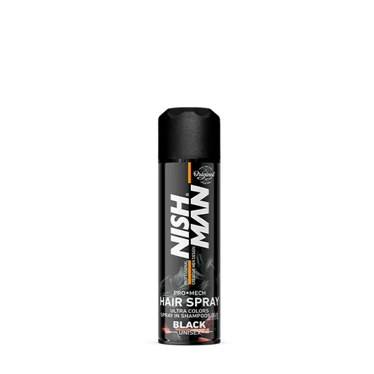 Nishman - Laca de color para el cabello, color negro, 150 ml