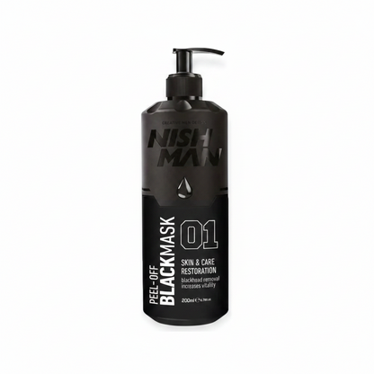 Nishman - Mascarilla exfoliante negra para el cuidado de la piel con dosificador 200 ml