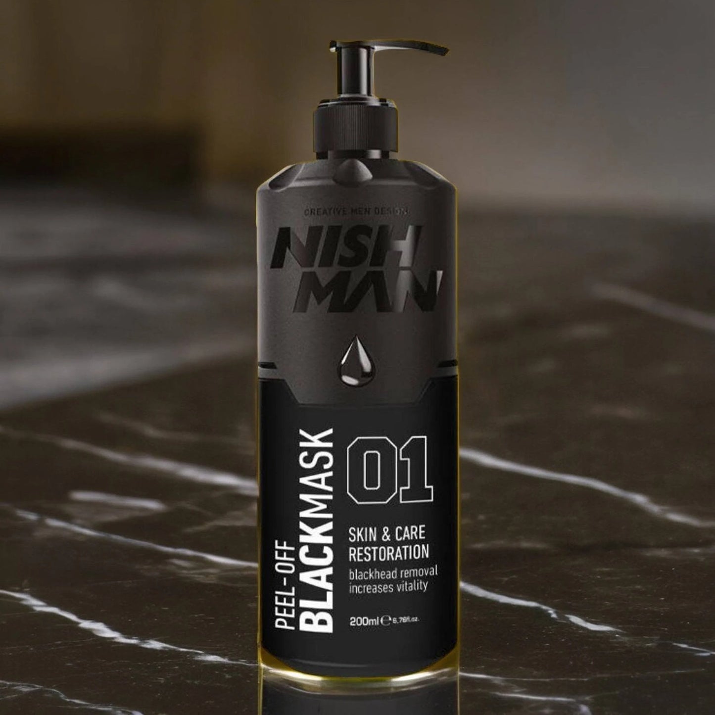 Nishman - Mascarilla exfoliante negra para el cuidado de la piel con dosificador 200 ml