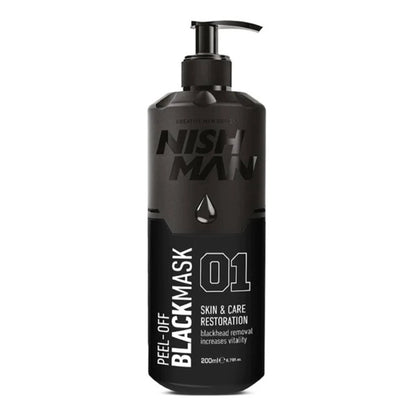 Nishman - Mascarilla exfoliante negra para el cuidado de la piel con dosificador 200 ml